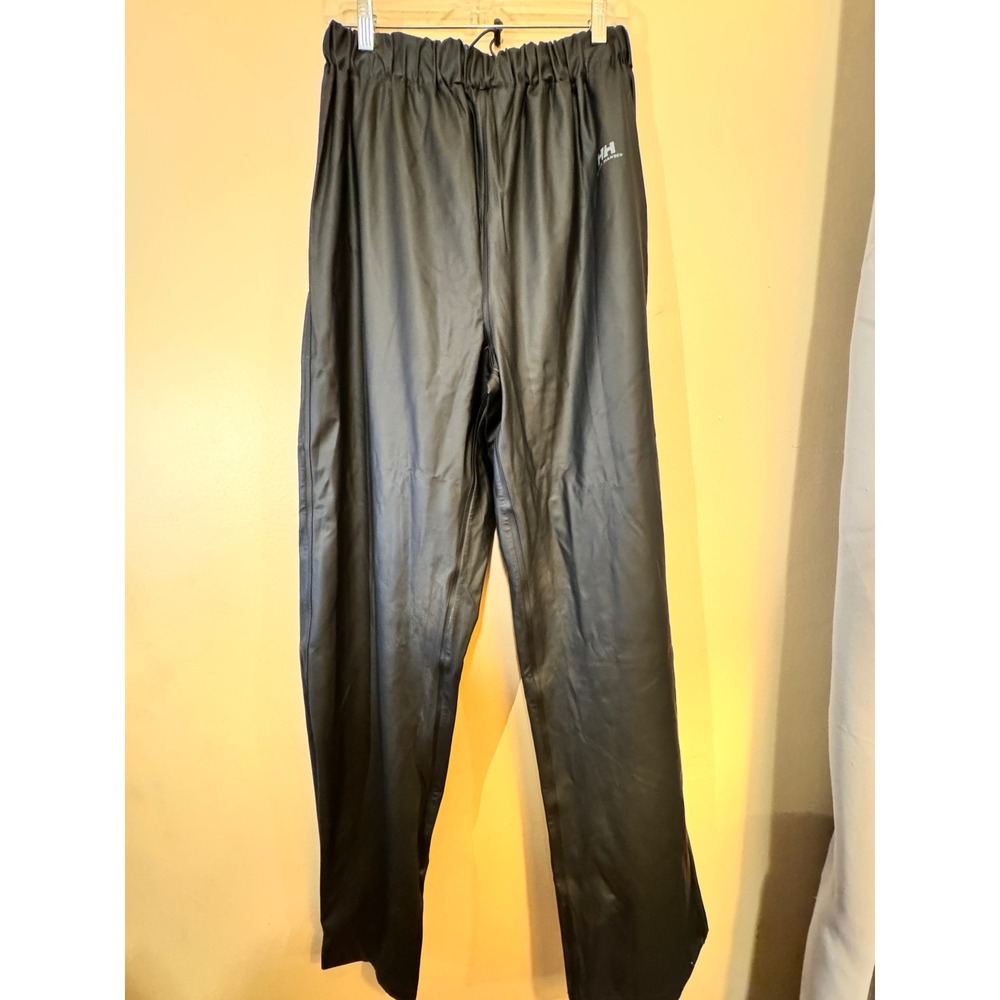 Helly Hansen Black Waterproof Rain Pants Women Large Elastic Waist Snap Hem